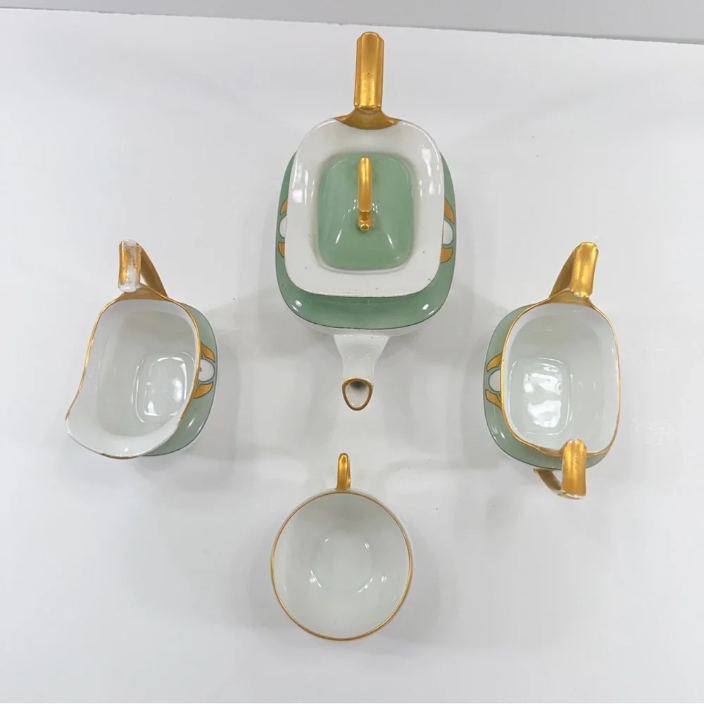 ANTIQUE P&P Limoges France & Bavaria Germany‎ Mismatch ART DECO TEA SET, Teapot